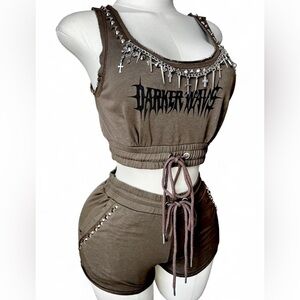 SOLD! CUSTOM Darker Wavs Lounge Set 
 Studs Chains, Spikes, and Charms